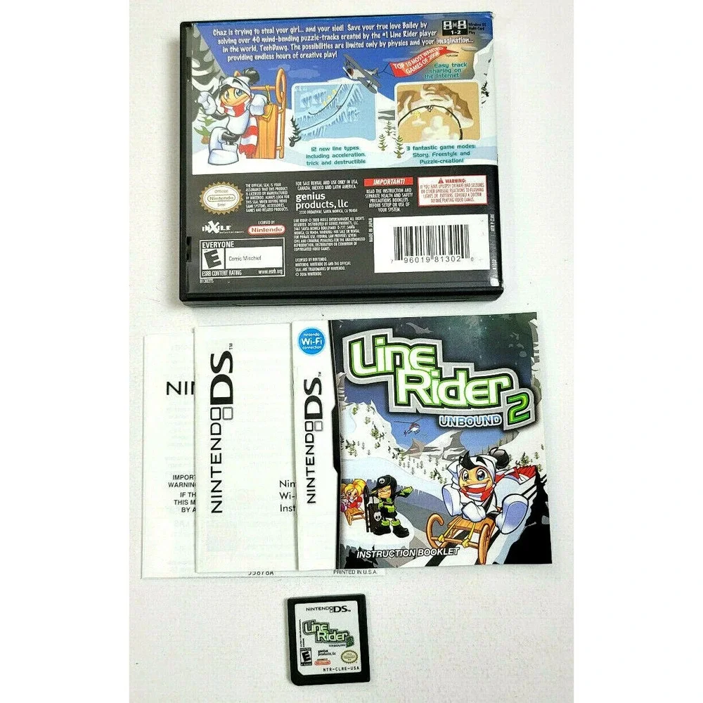 LINE RIDER 2:‎ UNBOUND - NINTENDO DS GAME - COMPLETE!